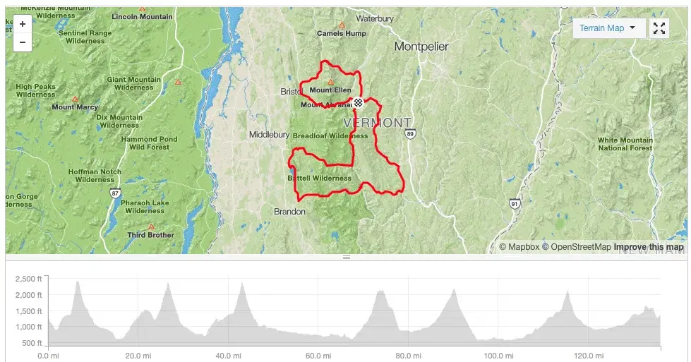 6 Gap route map and elevation profile — Vermont