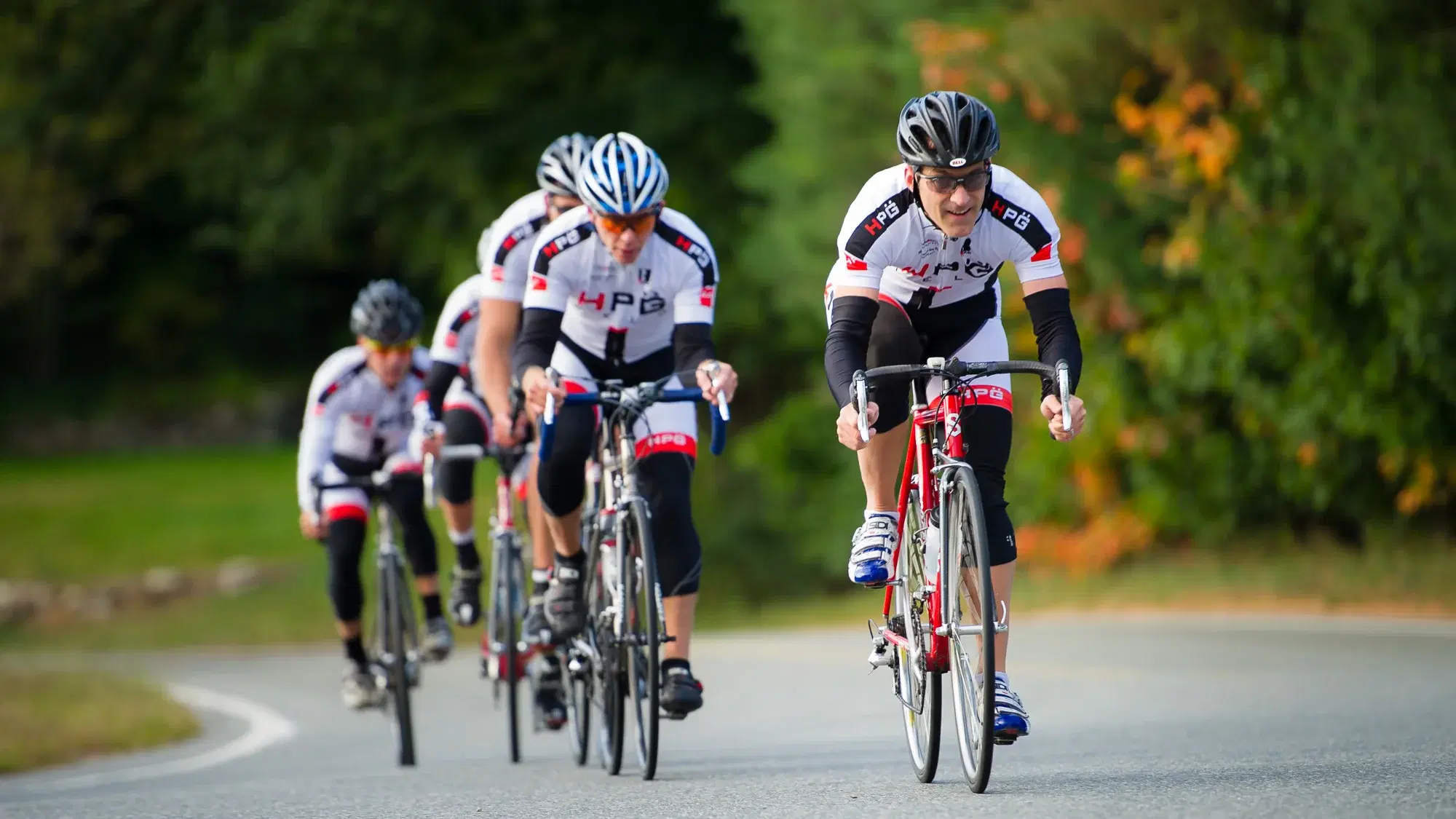 Cyclists riding together — teamwork in motion